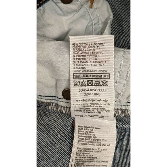 Topshop Womens Size W28 L32 Blue Distressed Mid Rise Skinny Denim Jeans - Picture 9 of 10